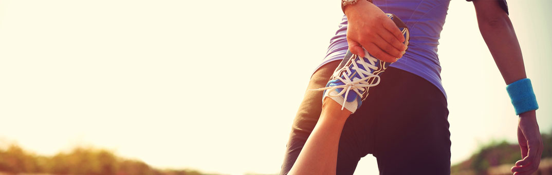 Runner stretching.